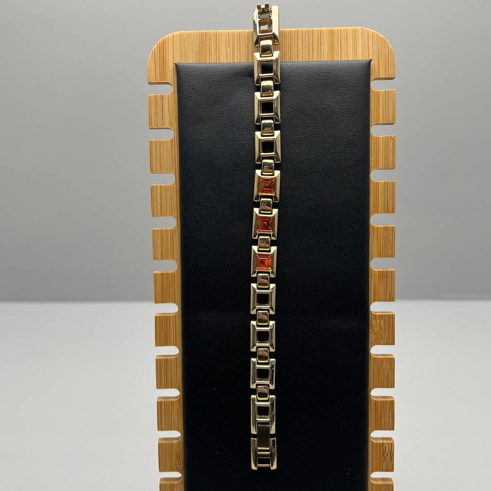 Fashion Link Bracelet in Gold with Rhinestones - Picture 2 of 4